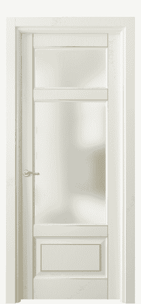 Дверь межкомнатная 0720 БМБП САТ. Цвет Бук молочно-белый позолота. Материал  Массив бука эмаль с патиной. Коллекция Lignum. Картинка.