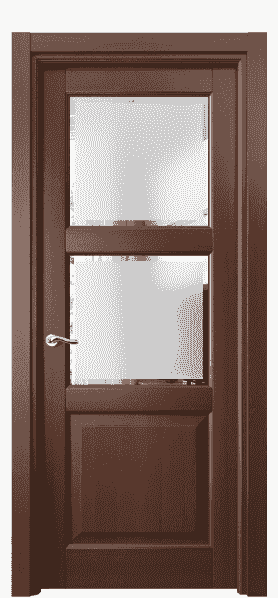 Дверь межкомнатная 0732 БОР Сатинированное стекло с фацетом. Цвет Бук орех. Материал Массив бука. Коллекция Lignum. Картинка.