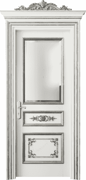 Дверь межкомнатная 6502 БЖМСА САТ Ф. Цвет Бук жемчужный серебряный антик. Материал Массив бука эмаль с патиной серебро античное. Коллекция Imperial. Картинка.