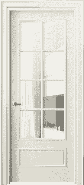 Дверь межкомнатная 8112 ММБ Прозрачное стекло. Цвет Матовый молочно-белый. Материал Гладкая эмаль. Коллекция Paris. Картинка.