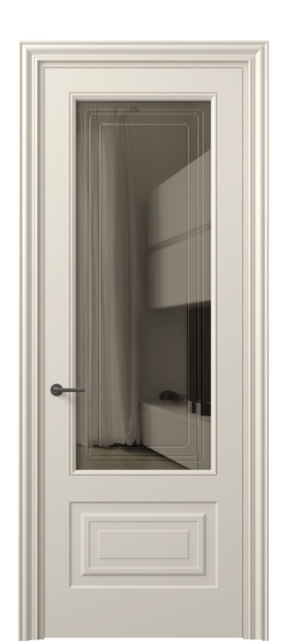 Межкомнатная дверь Mascot 8442 Матовый бежево-серый Прозрачное бронзовое стекло с гравировкой "Грани", триплекс Цена 69959 ₽ | Volhovec