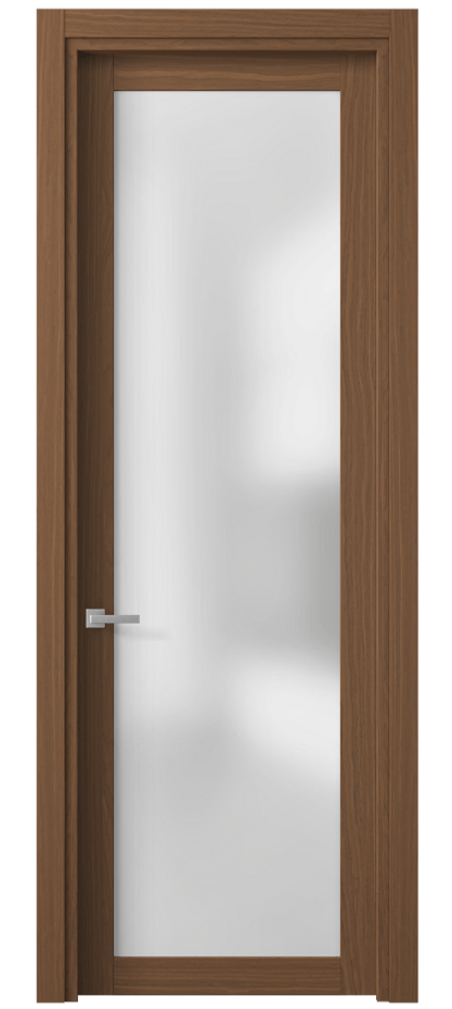 Межкомнатная дверь Планум 2102 Дуб шоколадный матовый Сатинированное стекло Цена 59599 ₽ | Volhovec