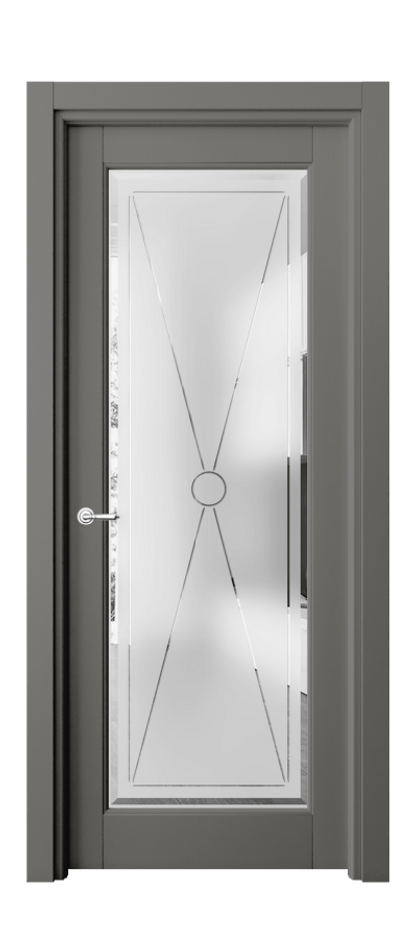 Межкомнатная дверь Тоскана Литера 6300 Матовый классический серый Сатинированное стекло с гравировкой «LITERA» Цена 94299 ₽ | Volhovec
