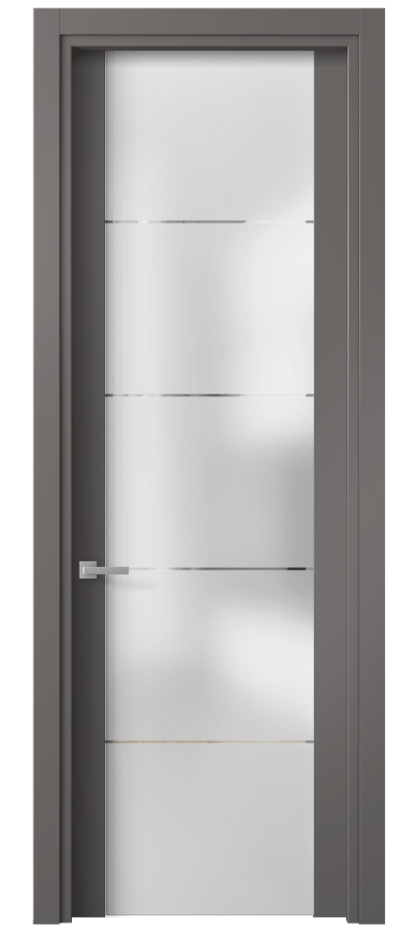 Межкомнатная дверь Планум 4114 Матовый классический серый Сатинированное стекло с гравировкой «КВАДРО», триплекс Цена 49199 ₽ | Volhovec