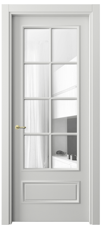Межкомнатная дверь Paris 8112 Матовый светло-серый Прозрачное стекло, 4 мм Цена 57919 ₽| Volhovec