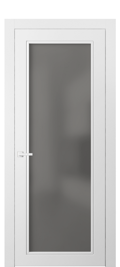 Межкомнатная дверь Neo Classic 8000 Матовый белоснежный Сатинированное серое стекло, триплекс Цена 74699 ₽ | Volhovec