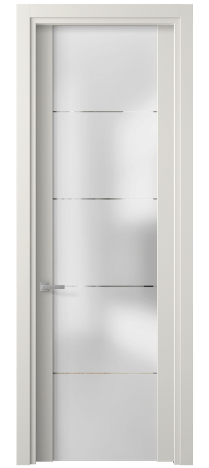 Межкомнатная дверь Planum 4114 Софт-тач белоснежный Сатинированное стекло с гравировкой «КВАДРО», триплекс 8 мм Цена 39140 сом | Volhovec