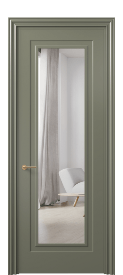 Межкомнатная дверь Mascot 8403 Матовый оливковый тёмный Двустороннее зеркало, триплекс, 7 мм Цена 58479 ₽ | Volhovec