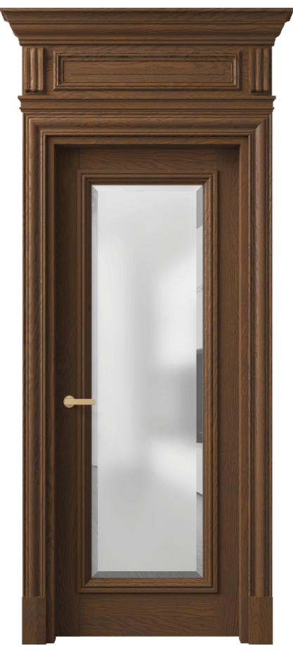 Межкомнатная дверь Antique 7300 Дуб каштановый матовый Сатинированное стекло с фацетом, 6 мм Цена 200855 ₽ | Volhovec