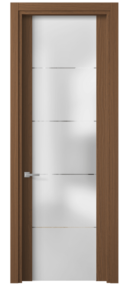 Межкомнатная дверь Планум 4114 Дуб шоколадный матовый Сатинированное стекло с гравировкой «КВАДРО», триплекс Цена 574580 AMD | Volhovec