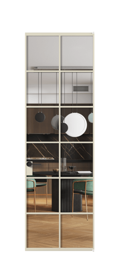 Алюминиевая дверь АЛПЛ040.05 Алюминий бежево-серый Прозрачное стекло "Кристал Вижн", калёное Цена 134930  | Volhovec