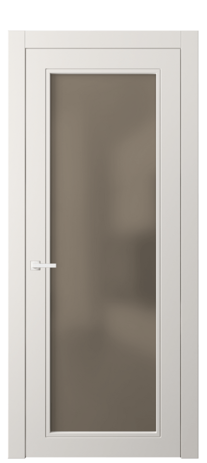Межкомнатная дверь Neo Classic 8000 Матовый пудровый белый Сатинированное бронзовое стекло, триплекс, 8 мм Цена 50480 ₽ | Volhovec