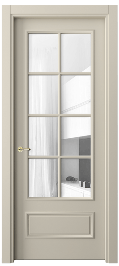 Межкомнатная дверь Paris 8112 Матовый бежево-серый Прозрачное стекло, 4 мм Цена 3020 AZE| Volhovec