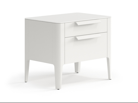 Мебель Тумба прикроватная Piega 2 ящика. Цвет Матовый тёплый серый. Материал Гладкая эмаль. Коллекция Тумба прикроватная Piega 2 ящика. Картинка.