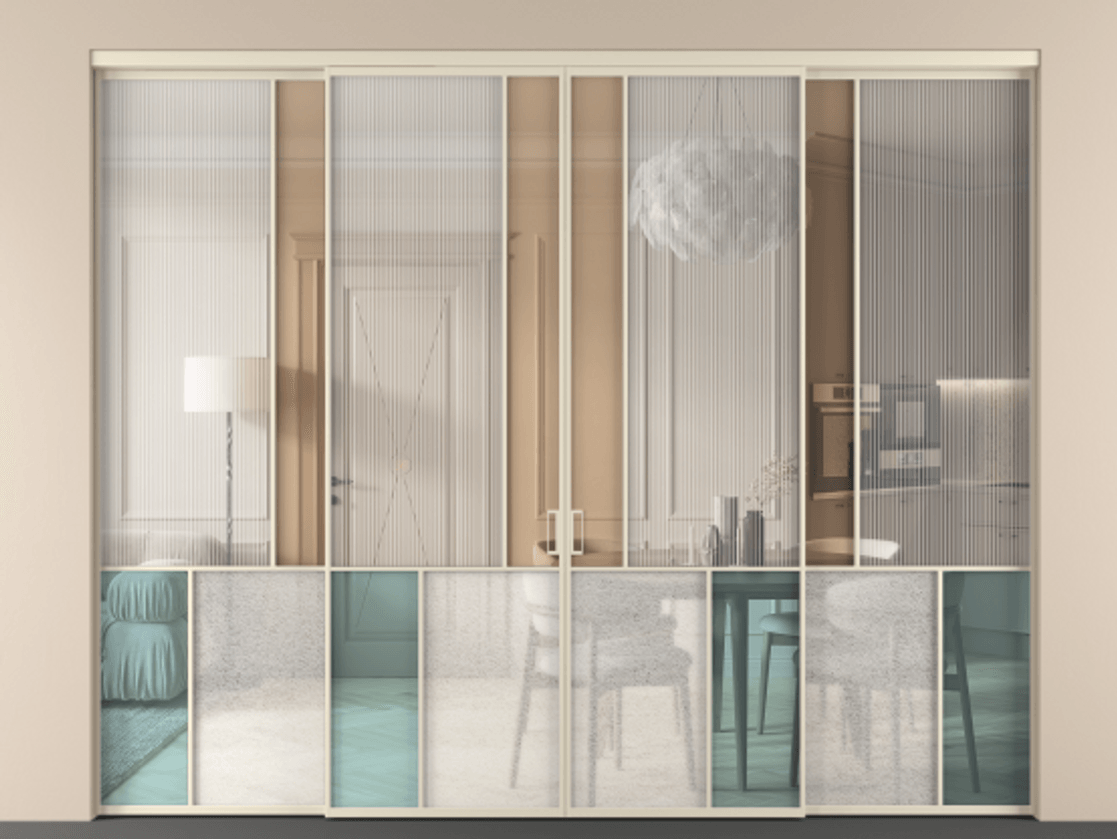 Перегородка Mosaic внутри проёма 4 створки АЛПР 041.20 Алюминий бежево-серый Комбинация стекол Группы 1 и Группы 3. Цена 509170 ₽ . Фабрика дверей Волховец 8 (800) 551 43 19 Перегородка Mosaic внутри проёма 4 створки АЛПР 041.20 Алюминий бежево-серый Комбинация стекол Группы 1 и Группы 3 Цена 509170 ₽ | Volhovec