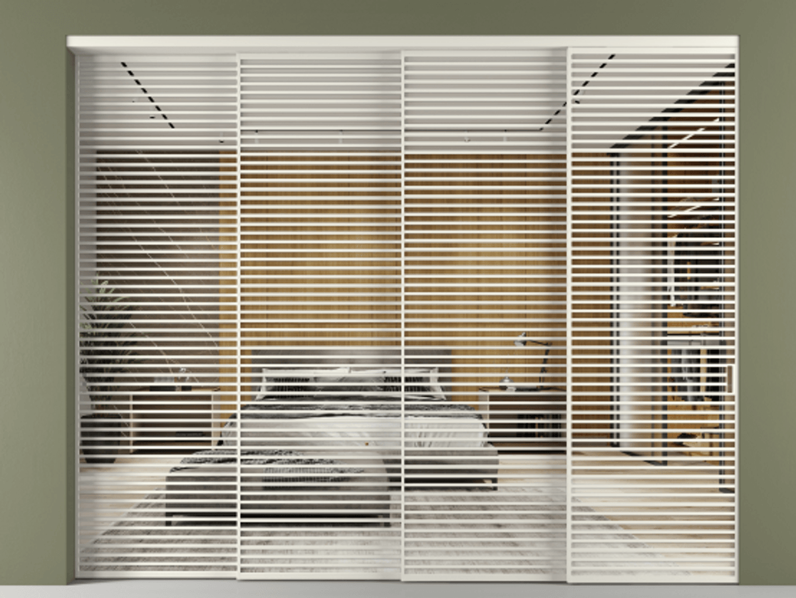 Перегородка Formato внутри проёма телескопик синхро 3 АЛПР 040.07 Алюминий Белый Двустороннее зеркало, триплекс 6 мм, триплекс 6 мм Цена 863840 ₽ | Volhovec