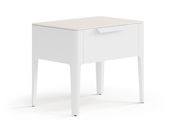 Мебель Тумба прикроватная Пьега 1 ящик. Цвет Матовый светло-серый. Материал Гладкая эмаль. Коллекция Тумба прикроватная Пьега 1 ящик. Картинка.