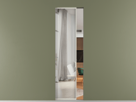 Алюминевая перегородка АЛПР 040.01 МЖМ Зеркало триплекс. Цвет Алюминий жемчужный. Материал Алюминий в эмали. Коллекция Перегородка Formato скрытый пенал 1 створка. Картинка.