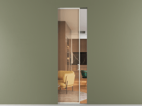 Алюминевая перегородка АЛПР 040.01 МЖМ ПРОЗ ОРАНЖ. Цвет Алюминий жемчужный. Материал Алюминий в эмали. Коллекция Перегородка Formato скрытый пенал 1 створка. Картинка.