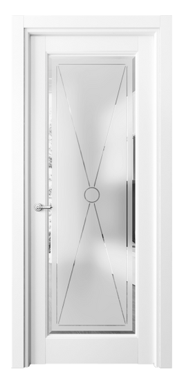 Межкомнатная дверь 6300 МБЛ Сатинированное стекло с гравировкой и фацетом. Цвет Матовый белоснежный. Материал Гладкая эмаль. Коллекция Тоскана Литера. Фото. Дверь межкомнатная 6300 МБЛ Сатинированное стекло с гравировкой и фацетом. Цвет Матовый белоснежный. Материал Гладкая эмаль. Коллекция Тоскана Литера. Картинка.
