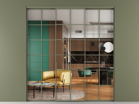 Алюминевая перегородка АЛПР 040.05_АОТ_Crystalvision_new. Цвет Алюминий оливковый тёмный. Материал Алюминий в эмали. Коллекция Перегородка Formato внутри проёма 3 створки. Фото. Алюминевая перегородка АЛПР 040.05_АОТ_Crystalvision_new. Цвет Алюминий оливковый тёмный. Материал Алюминий в эмали. Коллекция Перегородка Formato внутри проёма 3 створки. Картинка.