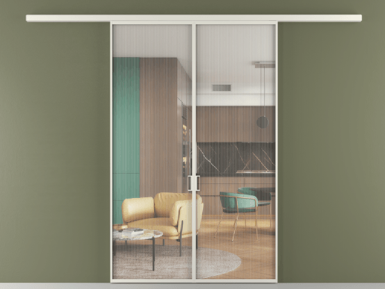 Алюминевая перегородка vd2_01 Moru БЕЛ. Цвет Алюминий Белый. Материал Алюминий. Коллекция Перегородка Formato вдоль стены 2 створки. Картинка.