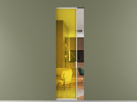 Алюминевая перегородка АЛПР 040.01 МЖМ ПРОЗ ЖЕЛ. Цвет Алюминий жемчужный. Материал Алюминий в эмали. Коллекция Перегородка Formato скрытый пенал 1 створка. Картинка.