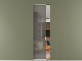 Алюминевая перегородка АЛПР 040.01 МЖМ Серый сатин триплекс. Цвет Алюминий жемчужный. Материал Алюминий в эмали. Коллекция Перегородка Formato скрытый пенал 1 створка. Картинка.