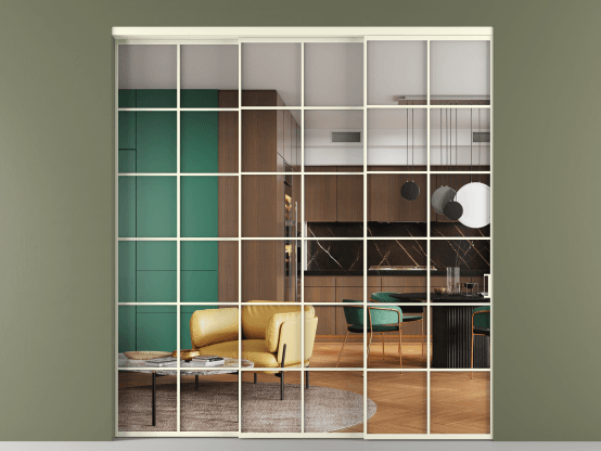 Алюминевая перегородка АЛПР 040.05_АМБ_Crystalvision_new. Цвет Алюминий молочно-белый. Материал Алюминий в эмали. Коллекция Перегородка Formato внутри проёма 3 створки с синхронным механизмом. Фото. Алюминевая перегородка АЛПР 040.05_АМБ_Crystalvision_new. Цвет Алюминий молочно-белый. Материал Алюминий в эмали. Коллекция Перегородка Formato внутри проёма 3 створки с синхронным механизмом. Картинка.