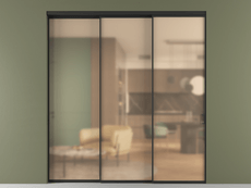 Перегородка Formato внутри проёма 3 створки с синхронным механизмом