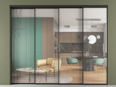 Перегородка Formato внутри проёма 4 створки с синхронным механизмом