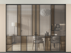 Перегородка Mosaic внутри проёма скрытое крепление в потолок 4 створки