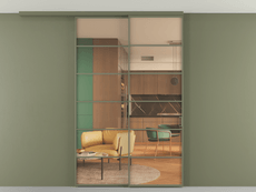 Перегородка Формато вдоль стены на потолок 2 створки с синхронным механизмом