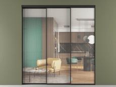 Перегородка Formato внутри проёма 3 створки с синхронным механизмом