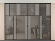 Перегородка Mosaic внутри проёма четырёхстворчатая со скрытым креплением в потолок