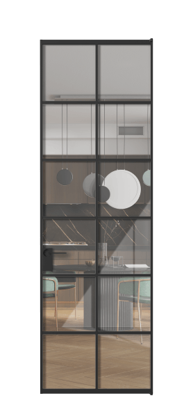 Дверь межкомнатная АЛПЛ040.05 ЧРН Алюминий Черный Stopsol Clear прозрачное. Цвет Алюминий Черный. Материал Алюминий. Коллекция Формато. Картинка.