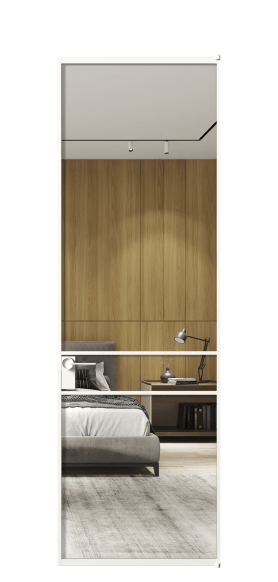 Дверь межкомнатная АЛПЛ040.02 Зеркало триплекс БЕЛ. Цвет Алюминий Белый. Материал Алюминий. Коллекция Formato. Картинка.